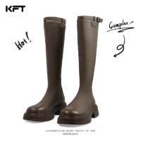 KFT 长筒靴骑士靴2023冬款女鞋欧美风时尚时装女靴 卡其色 38