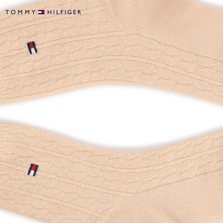 TOMMY HILFIGER女装简约小绣标绞花舒适运动休闲袜TS000778 米白色201 OS