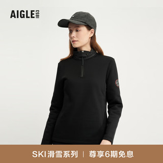 AIGLE【滑雪系列】艾高20保暖四面弹半拉链抓绒衣女 黑色 AS371 40(170/92A)