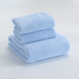 GRACE 洁丽雅 珊瑚绒A类浴巾三件套组合装 毛巾*2+浴巾*1