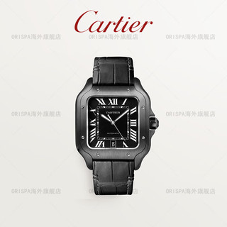 卡地亚CartierSantos系列机械腕表 ADLC碳镀层双表带手表 39.8mm 机械机芯