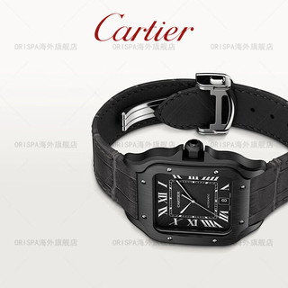 卡地亚CartierSantos系列机械腕表 ADLC碳镀层双表带手表 39.8mm 机械机芯