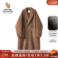 William fox&sons 羊驼混纺长绒双面呢复古不规则袖口过膝宽松长款阿尔巴卡羊毛大衣 深咖色 175/L