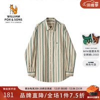 William fox&sons 威廉福克斯40S高密条纹数码转印纯棉面料小狐狸刺绣休闲长袖衬衫