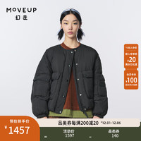 幻走（MOVEUP）圆领口袋设计师短款羽绒服女 黑色 S