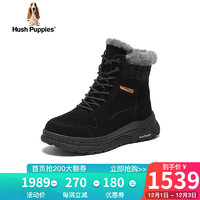 暇步士（Hush Puppies）雪地靴女高帮工装时尚厚底短筒靴51K42DD3 黑色 37