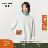 幻走（MOVEUP）纯棉绣花设计师短款卫衣女 米白 S