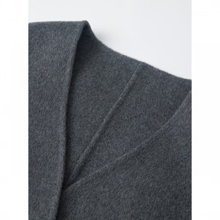 洛可可（ROCOCO）/ROCOCO秋季简约气质V领系带收腰显瘦羊毛保暖毛呢大衣外套 灰色 M
