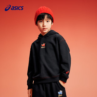 asics【新年】亚瑟士童装2024春季男女儿童柔软舒适连帽卫衣 001黑色 120cm