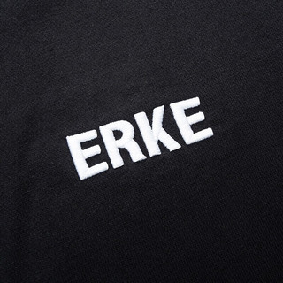 鸿星尔克（ERKE） 卫衣男潮流百搭时尚跑步男生运动风圆领休闲服饰运动服 正黑 3XL