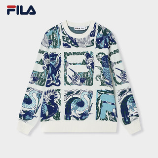 FILA 斐乐 男子织衫2024春季时尚满印休闲舒适套头毛衣