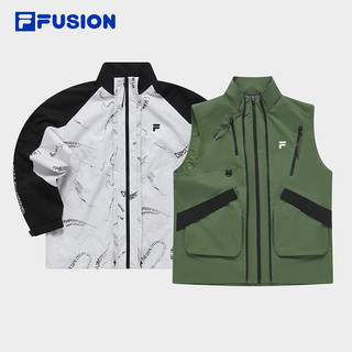 FILA FUSION斐乐潮牌梭织上衣两件套男撞色工装上衣 冷耶绿-GN 175/96A/L