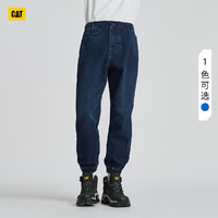 CAT卡特男士户外宽松加绒橡筋收口设计收脚牛仔裤 靛蓝 XL