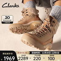 Clarks其乐ATL系列女鞋秋冬厚底防滑齿轮鞋运动高帮防水户外靴 白色 261738234 37