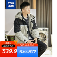 唐狮 TONLION羽绒服男23冬季一手长拼接连帽外套 黑色 XXL