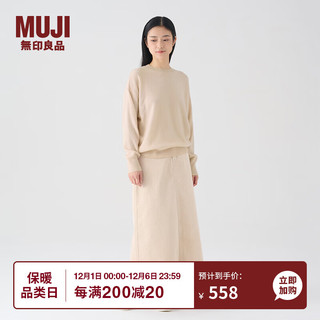 无印良品 MUJI 女式 羊毛羊绒 圆领毛衣 长袖针织衫 BA05CC3A 奶油色 L