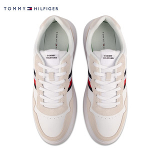 TOMMY HILFIGER 24早春男装拼接简约拼色条纹休闲运动板鞋FM0FM04889 米白色YBS 40