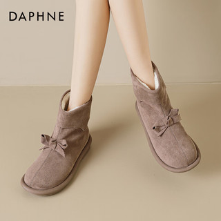 达芙妮（DAPHNE）冬季雪地靴女款2023短筒靴子加绒保暖外穿防寒时尚棉鞋女 香芋色 35