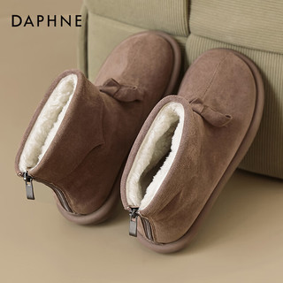 达芙妮（DAPHNE）冬季雪地靴女款2023短筒靴子加绒保暖外穿防寒时尚棉鞋女 香芋色 35