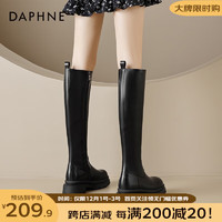 达芙妮（DAPHNE）厚底长筒靴女冬百搭黑色显瘦小个子长靴时装骑士靴 黑色 38