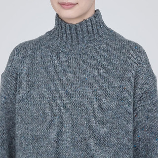无印良品（MUJI） 女式 羊毛混纺 半高领毛衣 长袖针织衫 BA1NZA3A 炭灰色 XL 165/92A