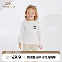 YeeHoO英氏英氏儿童纯棉长袖T恤秋冬 白底绿印 100cm
