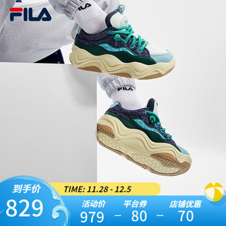 斐乐（FILA）男鞋BROOK摩登板鞋2023冬流沙鞋时尚休闲运动鞋 冠蓝色/森林绿-CF 40.5