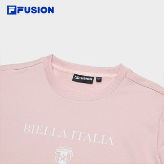 FILA FUSION斐乐潮牌女子针织套头衫2023冬时尚休闲纯棉卫衣 皮泥粉-PK 175/92A/XL