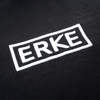 鸿星尔克（ERKE） 卫衣男宽松简约百搭跑步连帽卫衣男生套头运动服长袖休闲服 正黑 L