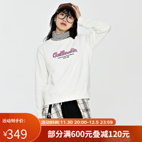 Kappa 卡帕 针织套头衫2023女字母印花运动卫衣加绒圆领长袖 韩国白-012 S