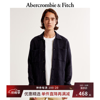 ABERCROMBIE & FITCH男装 针织夹克秋冬纯色通勤百搭美式复古外套 342938-1 海军蓝 S (175/92A)