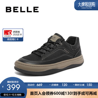 BeLLE 百丽 复古潮搭休闲鞋男2023秋季商场同款低帮板鞋8BW01CM3 黑色 38