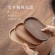 日式木质椭圆形托盘实木餐盘下午茶咖啡托盘黑胡桃木椭圆盘