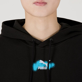 PUMA 彪马 卫衣男装女装 秋冬户外运动服拼色涂鸦大logo连帽套头衫 536305-01/拍大一码 L