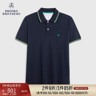 布克兄弟（BrooksBrothers）男士23夏新Supima棉修身翻领POLO衫 4004-藏青色 M