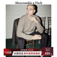 ABERCROMBIE & FITCH男装 美式复古秋冬休闲通勤百搭毛衣保暖圆领针织衫 353571-1 浅棕色 S (175/92A)