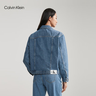 卡尔文·克莱恩 Calvin Klein Jeans女士简约布标纯棉牛仔外套J223849 1A4-牛仔浅蓝 L