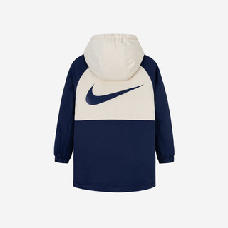 NIKE  耐克童装男女童中长款撞色连帽棉服儿童保暖上衣 靛蓝色 160/80(XL)