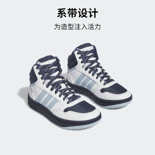 adidas阿迪达斯HOOPS 3.0男小童冬加绒保暖休闲中帮篮球运动板鞋 白色/藏青色/蓝色 38(235mm)