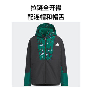 adidas阿迪达斯轻运动男大童儿童冬季二合一运动连帽夹克外套 黑色/白/森林绿/白 176CM