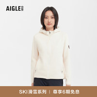 AIGLE【滑雪系列】艾高20保暖四面弹全拉链抓绒衣女 粉白色 AN192 36(160/84A)