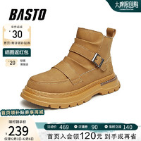 BASTO 百思图 高帮工装靴厚底男短靴S825DDM3