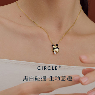 CIRCLE【】CIRCLE珠宝B&W系列Panda银镀金黑玛瑙珍珠熊猫项链 熊猫项链