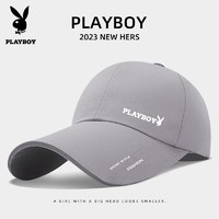 PLAYBOY 花花公子 棒球帽男2023新款帽子加长帽檐大头围鸭舌帽显脸小遮阳帽