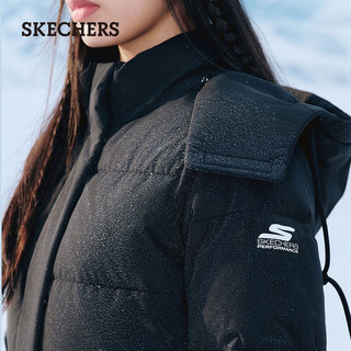 斯凯奇（Skechers）秋冬时尚高端百搭羽绒外服女石墨烯保暖三防羽绒 碳黑/0018 L