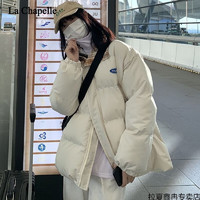 La Chapelle Sport 拉夏贝尔轻薄羽绒服女短款面包服2022新款韩版宽松冬装防寒外套 米白