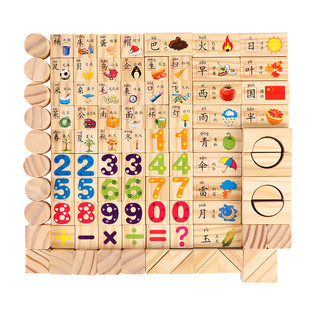 SANGTY 三格田 儿童智力立体拼图形状积木（2910）数字汉字积木100颗