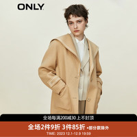 ONLY 冬季含羊毛海军风纯色中长款毛呢大衣女|122327006 D12沙尘褐 165/84A/M