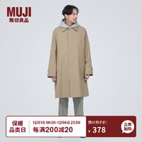 MUJI 無印良品 无印良品（MUJI）男式 不易沾水 立领大衣 长款外套 ADB60C3A风衣外套男 男士风衣 浅米色 XL(180/104A)