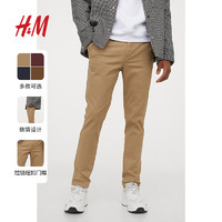 H&M 男装休闲裤时尚休闲弹力棉布紧身直筒工装裤长裤0710876 钢蓝色 165/72A